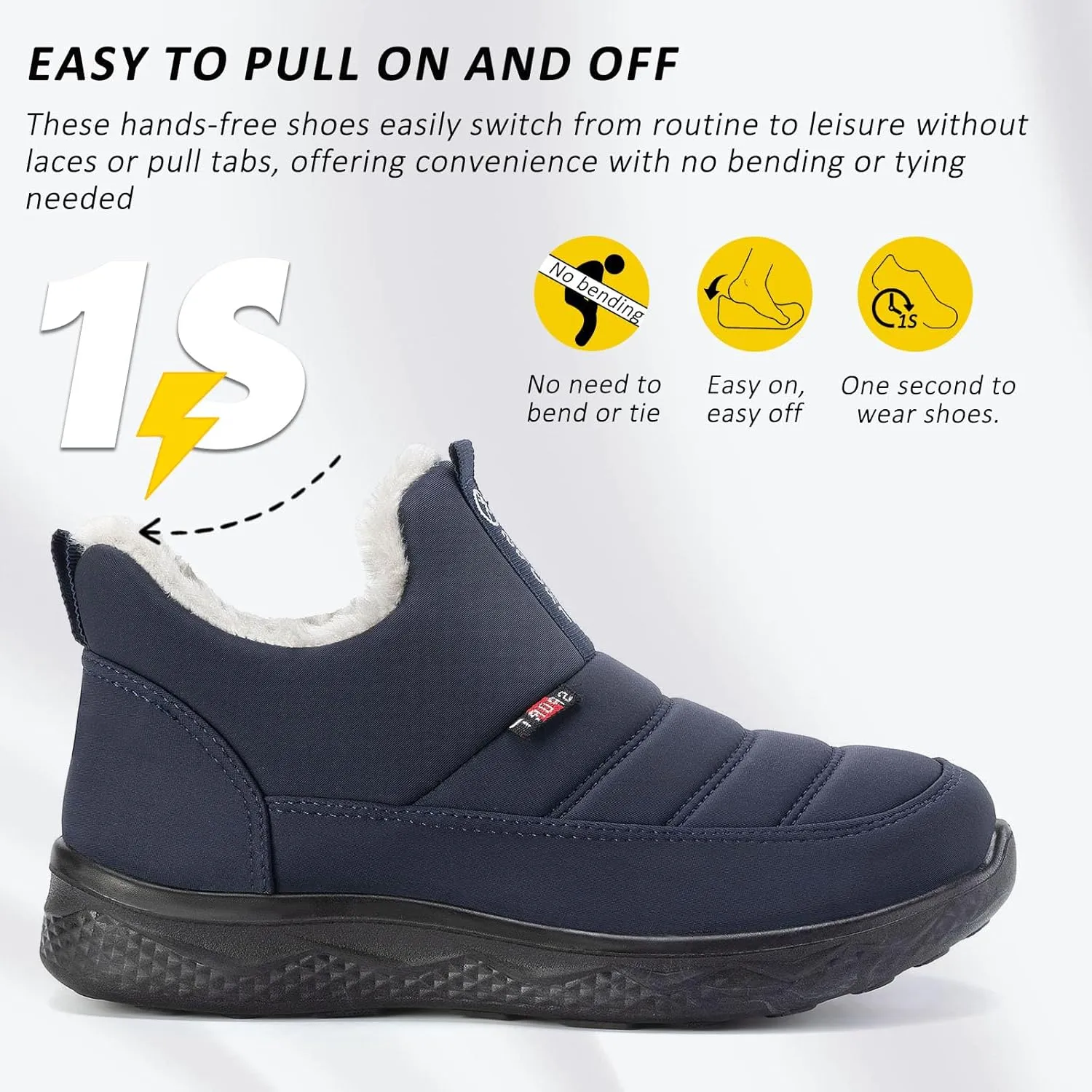 Moodeng Womens Snow Boots Warm Fur Lined Winter Boots Water-Resistant Slip on Ankle Booties Outdoor Comfortable Short Boots Lightweight