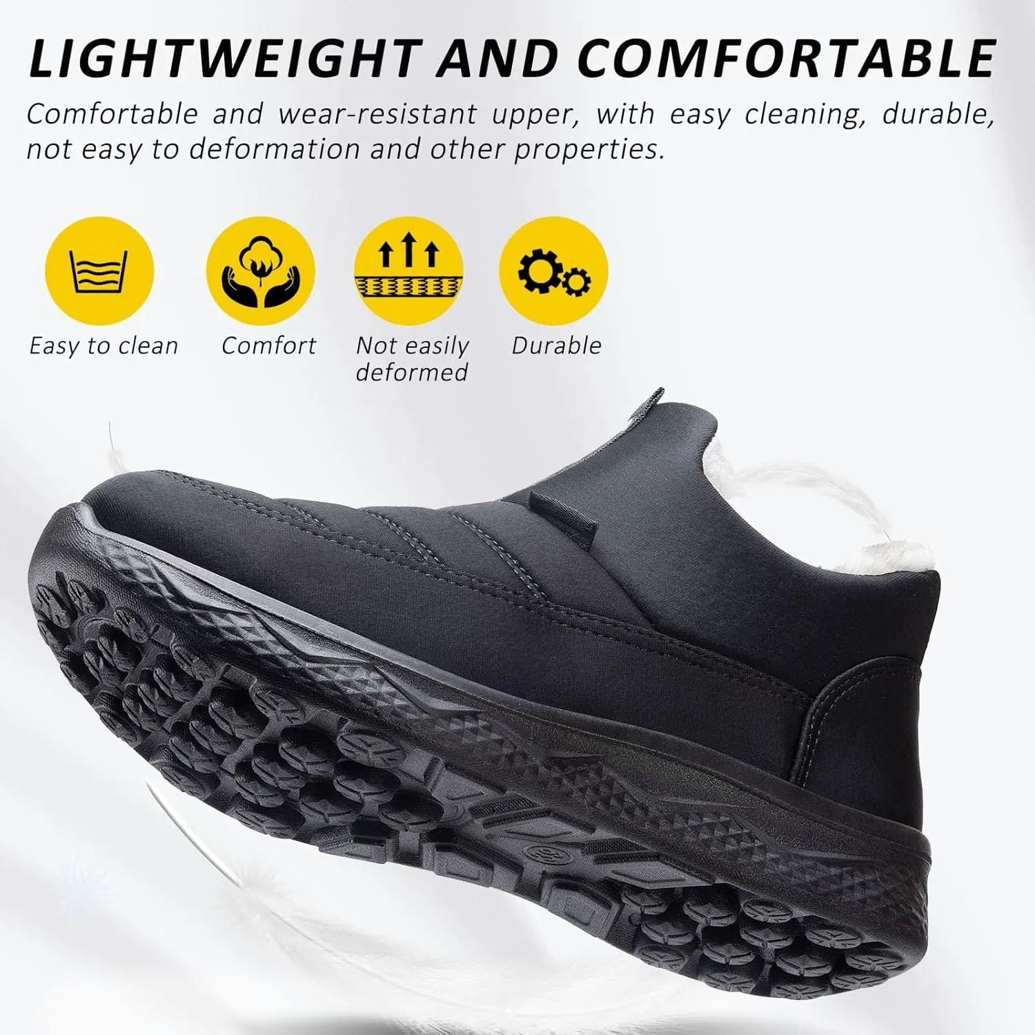 Moodeng Womens Snow Boots Warm Fur Lined Winter Boots Water-Resistant Slip on Ankle Booties Outdoor Comfortable Short Boots Lightweight