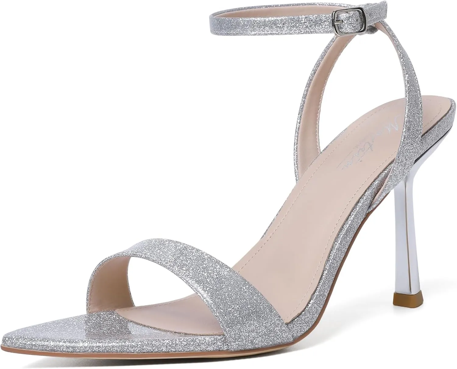 Mostrin Heels for Women Strappy Lace Up Ankle Strap Heels Pointed Open Toe Stiletto High Heeled Sandals for Prom, Party, Daily
