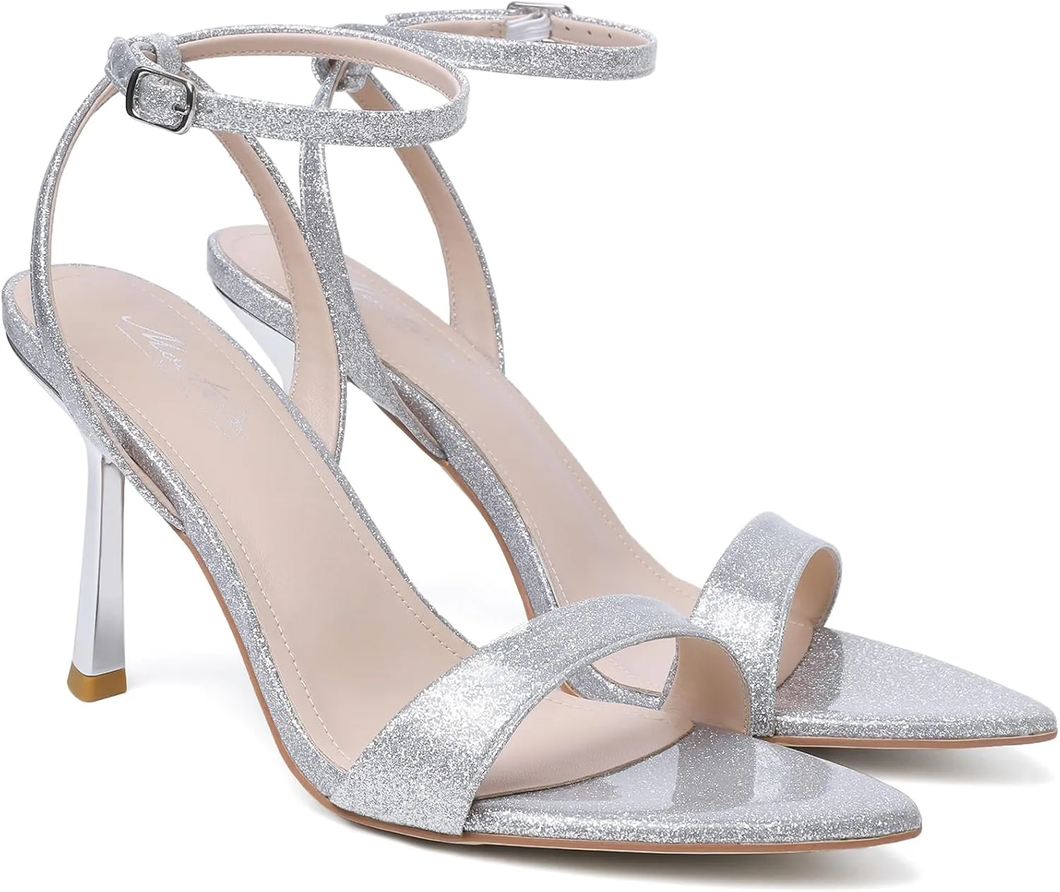 Mostrin Heels for Women Strappy Lace Up Ankle Strap Heels Pointed Open Toe Stiletto High Heeled Sandals for Prom, Party, Daily