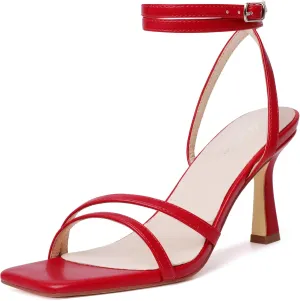 Mostrin Womens Sandals Strappy Heels for Women Ankle Strap Lace Up Heels Square Open Toe Heels Tie Up Stiletto High Heeled Sandals for Prom, Party, Daily Wear