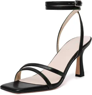 Mostrin Womens Sandals Strappy Heels for Women Ankle Strap Lace Up Heels Square Open Toe Heels Tie Up Stiletto High Heeled Sandals for Prom, Party, Daily Wear