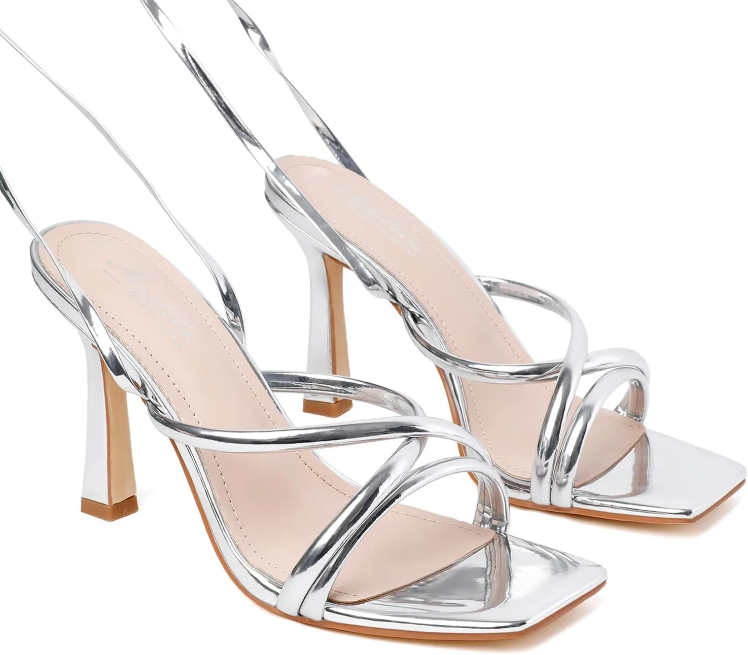 Mostrin Womens Sandals Strappy Heels for Women Lace Up Square Open Toe Heels Tie Up High Heeled Sandals for Prom, Party, Daily Wear