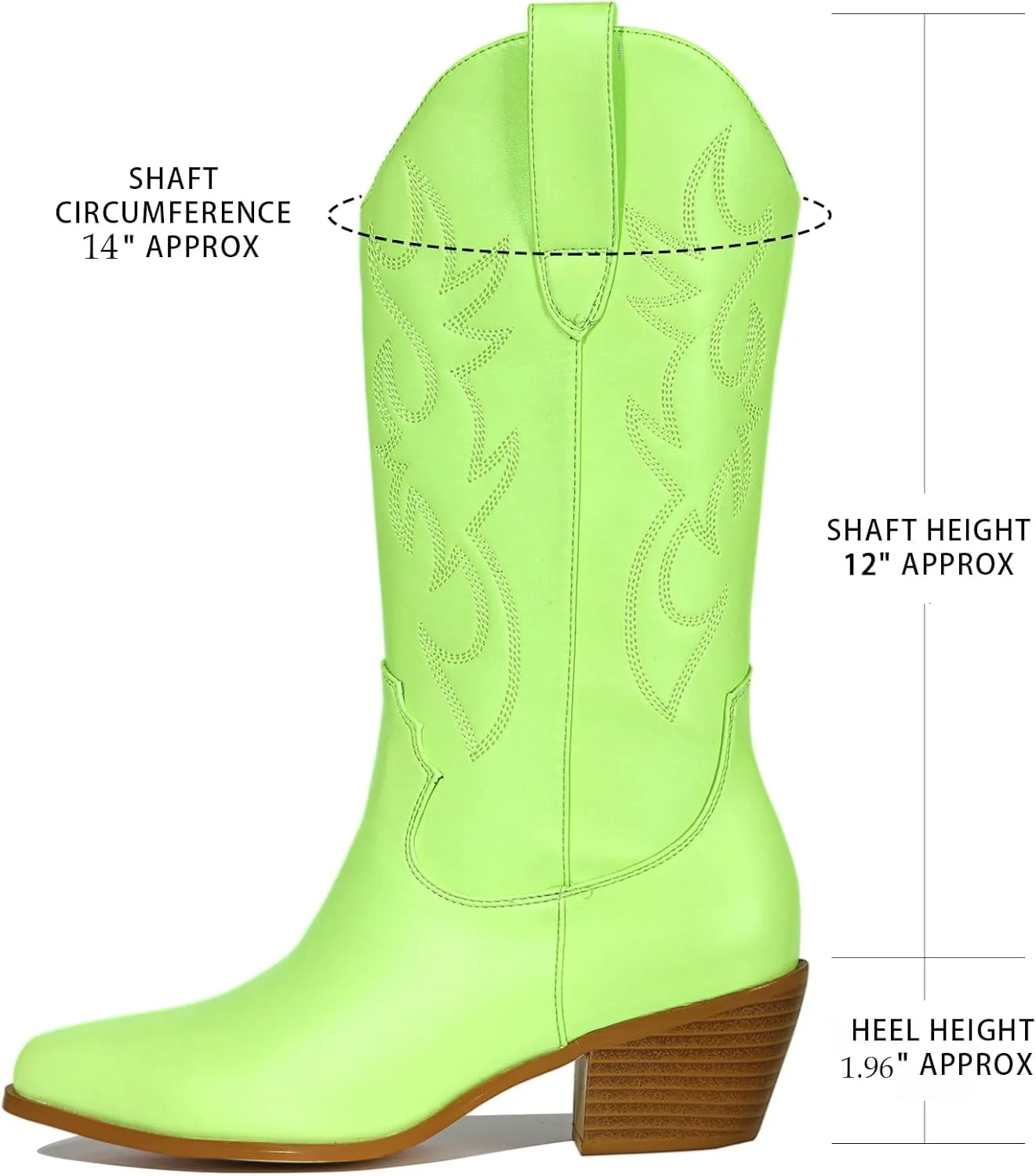 MUCCCUTE Cowboy Boots for Women Cowgirl Boots Wide Calf Pointed Toe Embroidered Fashion Western Chunky Pull On