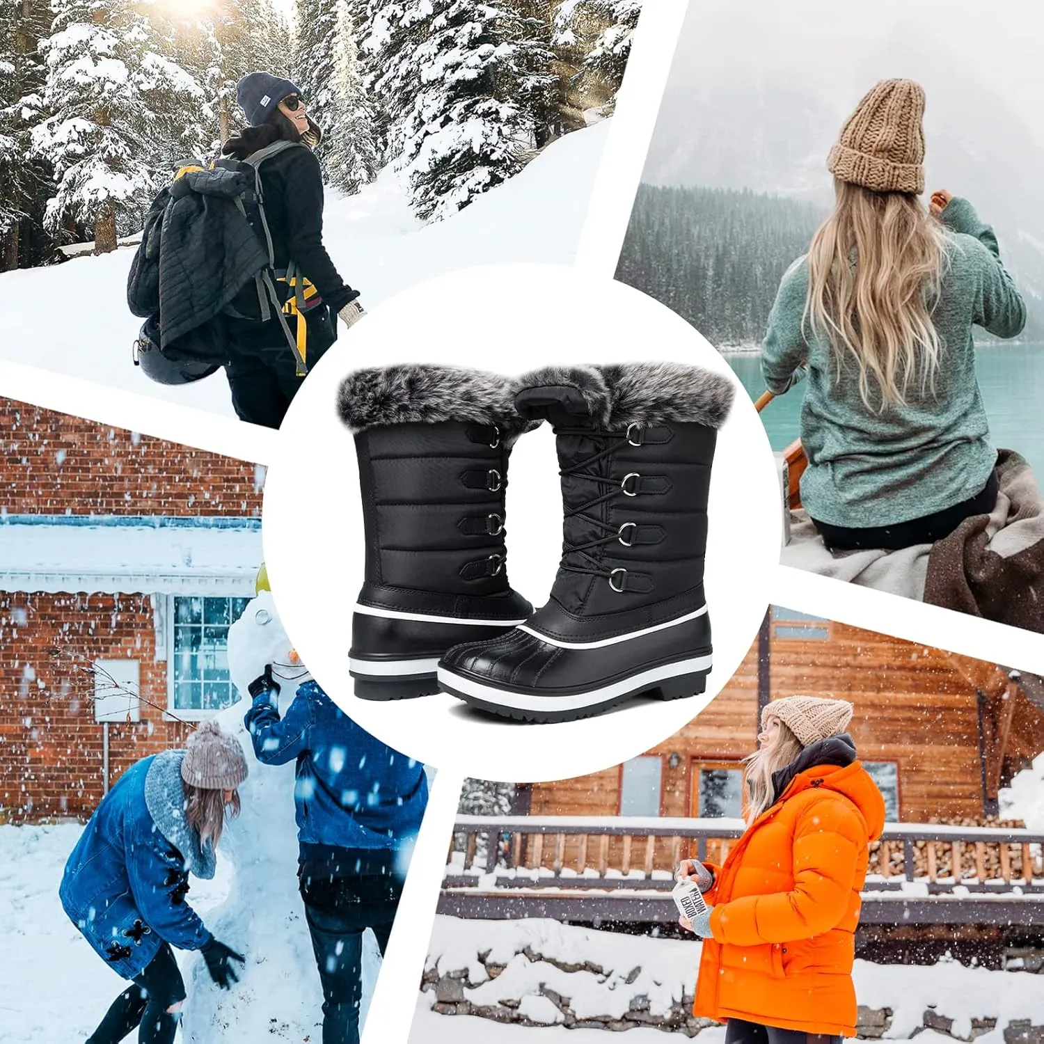 mysoft Women's Waterproof Winter Boots, Warm Insulated Snow Boots for Outdoor