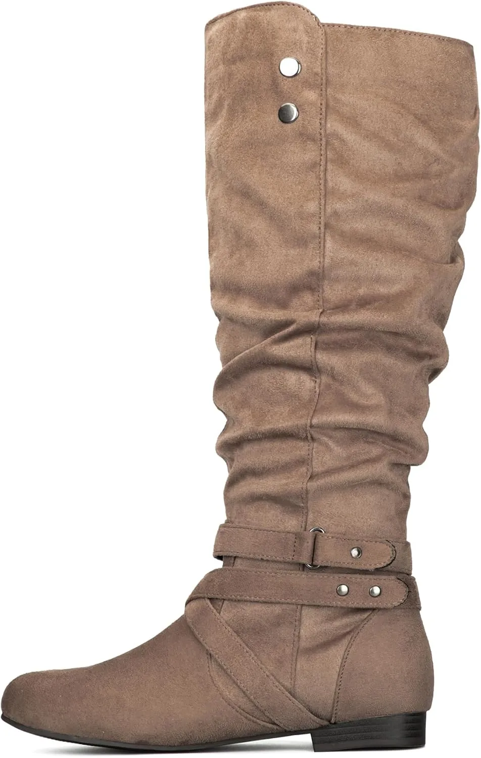 mysoft Women's Wide Calf Knee High Boots Flat Tall Boots with Side Zippers