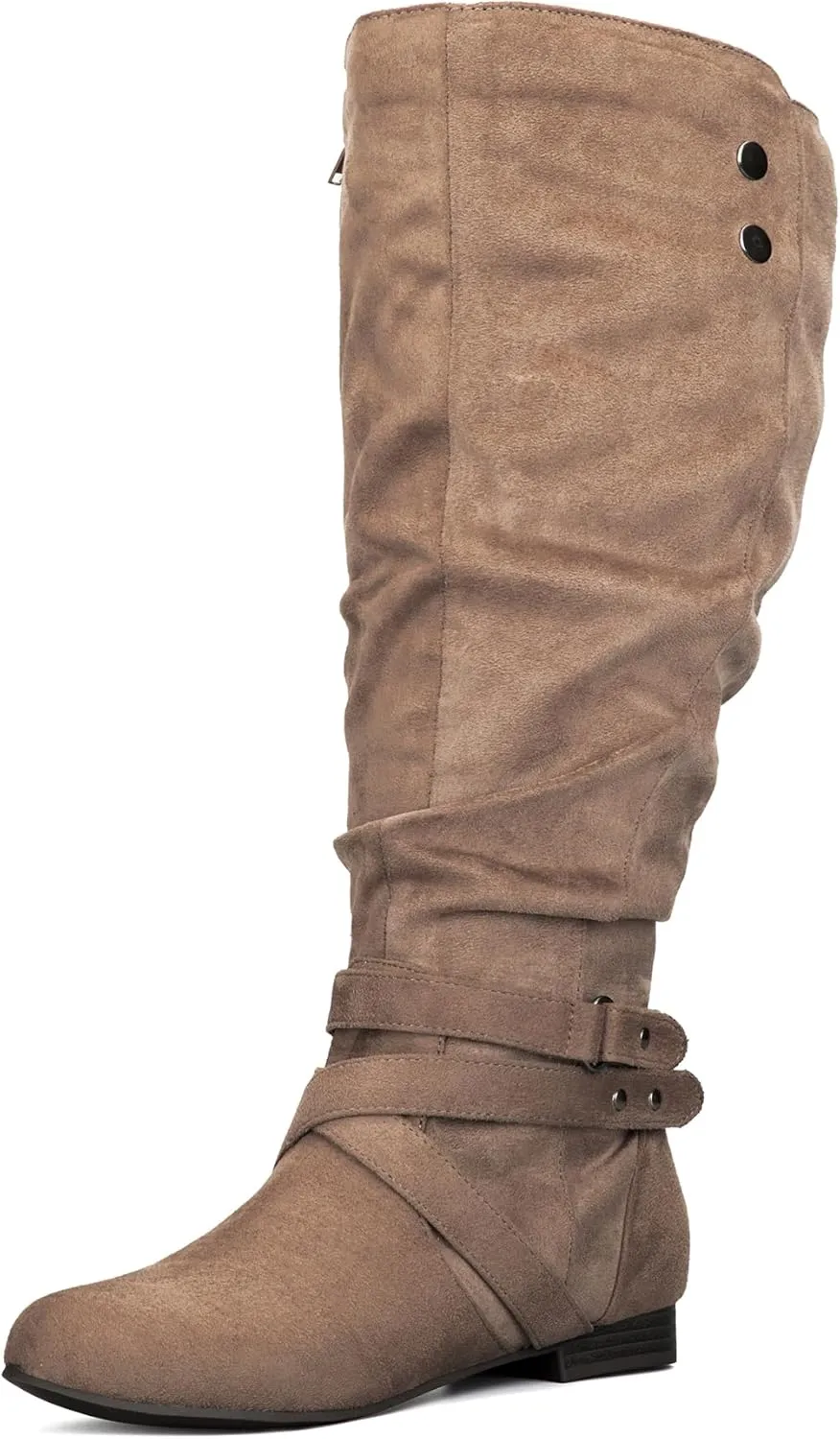 mysoft Women's Wide Calf Knee High Boots Flat Tall Boots with Side Zippers