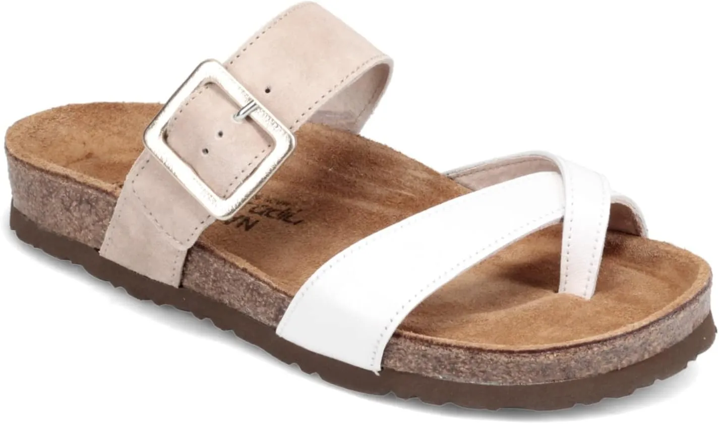NAOT Footwear Fresno Women’s Toe Loop Slide Sandal with Cork Footbed and Arch Support - Buckle - Comfort and Support – Lightweight and Perfect for Travel – Medium to Wide Fit
