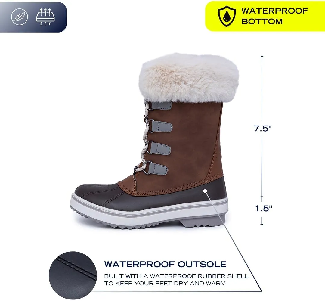 NAUTICA Women's Lace-Up Winter Snow & Rain Boots - Water-Resistant Insulated Boots with Cozy Faux Fur Lining for Warmth and Comfort - Glenoak