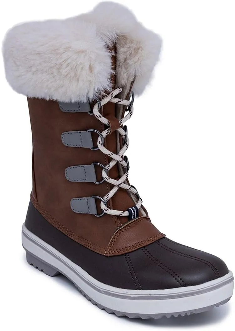 NAUTICA Women's Lace-Up Winter Snow & Rain Boots - Water-Resistant Insulated Boots with Cozy Faux Fur Lining for Warmth and Comfort - Glenoak