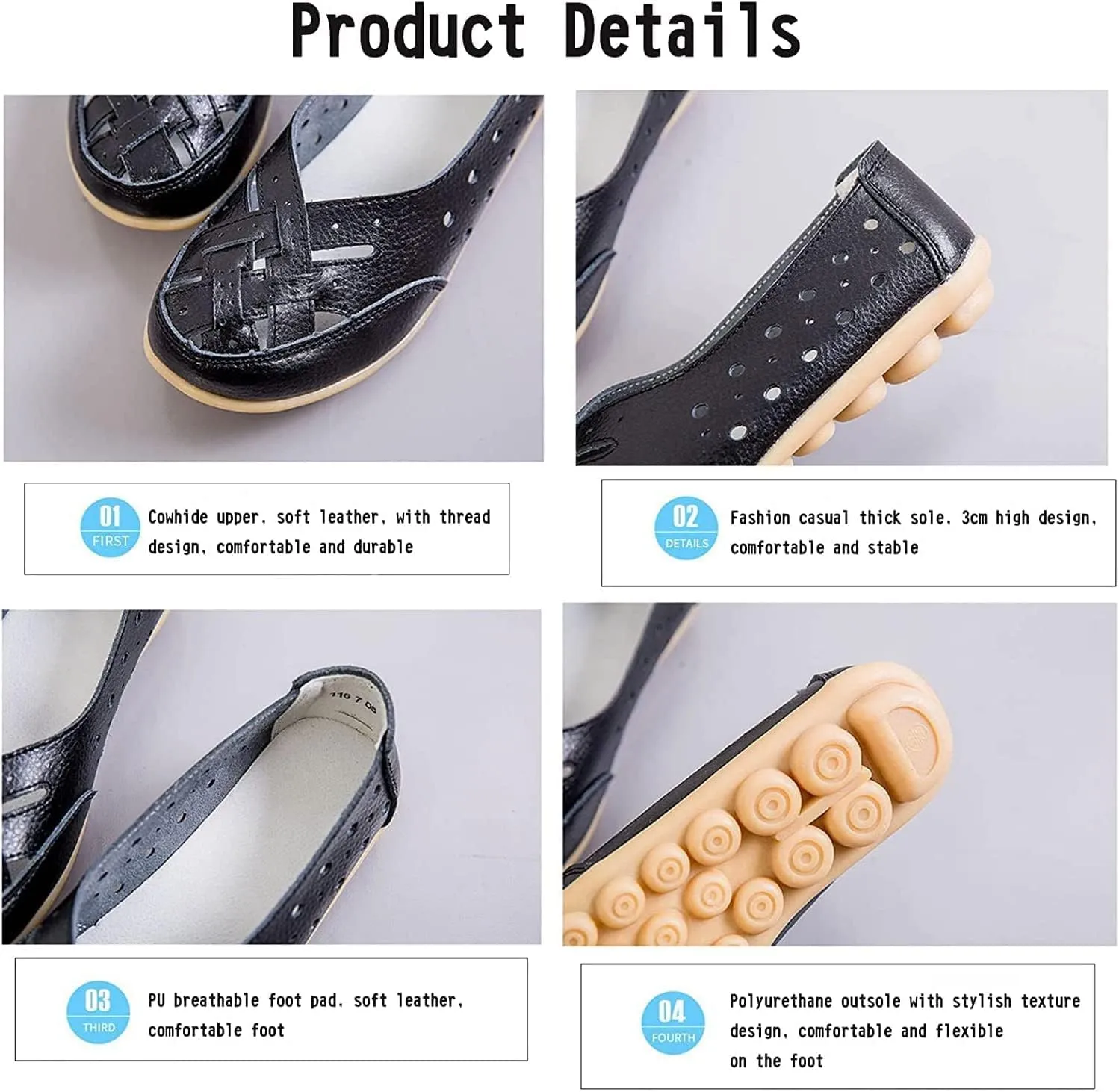 New Casual Women Shoes,Women's Slip-On Cutout Leather Loafers Flats Sandals,Low Top Soft Sole Slide Sports Sandals