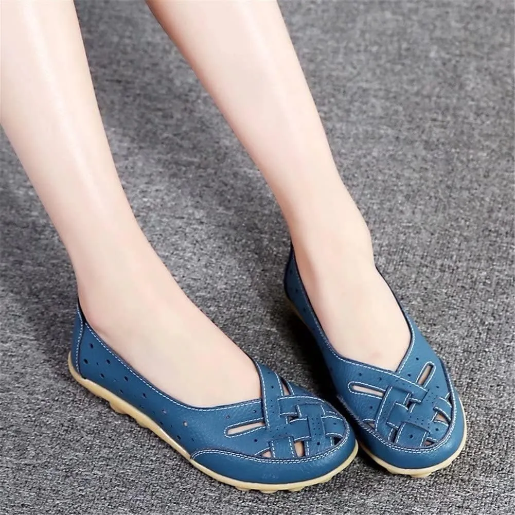 New Casual Women Shoes,Women's Slip-On Cutout Leather Loafers Flats Sandals,Low Top Soft Sole Slide Sports Sandals