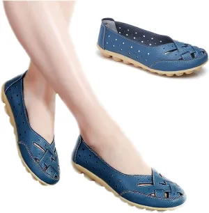 New Casual Women Shoes,Women's Slip-On Cutout Leather Loafers Flats Sandals,Low Top Soft Sole Slide Sports Sandals