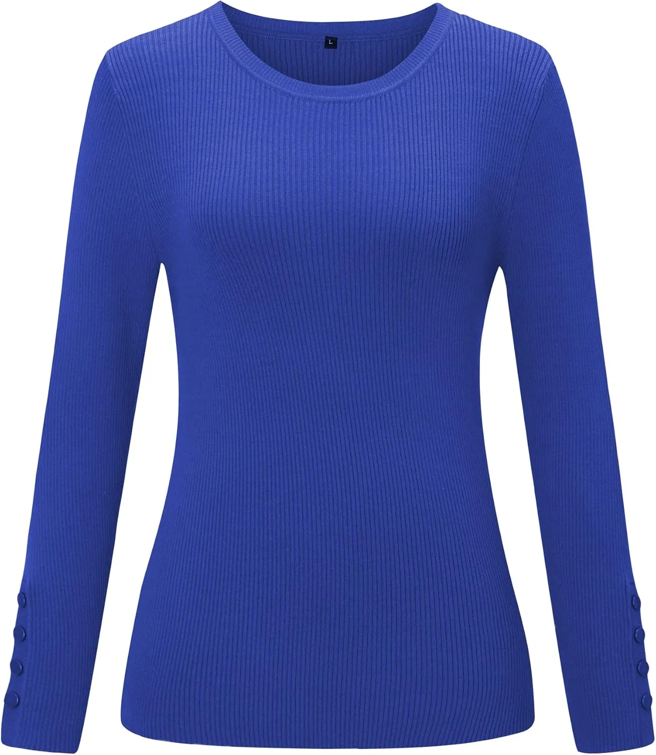 Newshows Women's Fall Fashion Sweater Long Sleeve Crew Neck Button Stretch Casual Pullover Tops Winter Clothes Trendy