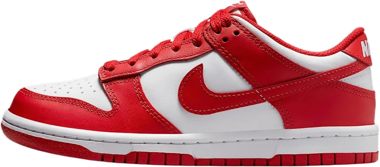 Nike Dunk Low Big Kids' Shoes (FB9109-119, White/University Red)
