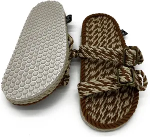 Nomadic State of Mind Rope Sandals, Double Buckle Sandals For Men and Women, Unisex, Handmade Shoes with Non-Slip Sole, Straw Sandals