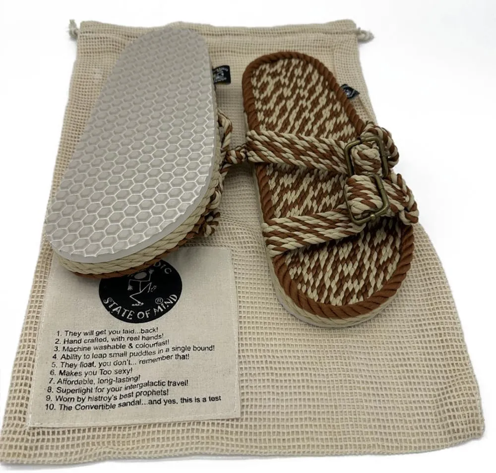 Nomadic State of Mind Rope Sandals, Double Buckle Sandals For Men and Women, Unisex, Handmade Shoes with Non-Slip Sole, Straw Sandals
