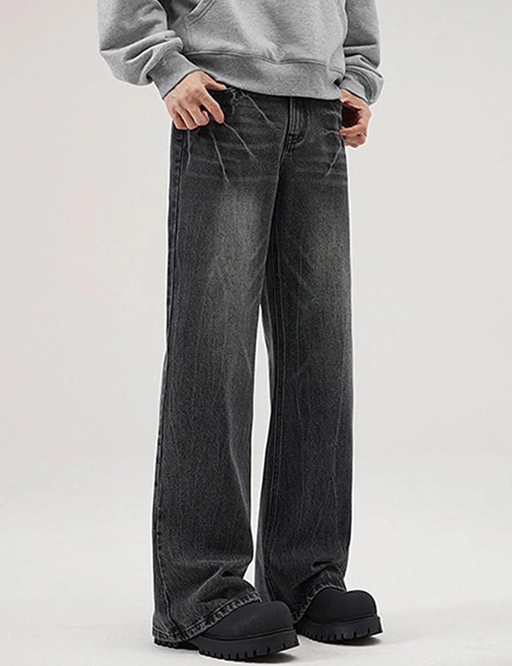 Nutriangee Men's Vintage Flared Leg Jeans Loose Fit Relaxed Bell Bottom Denim Pants