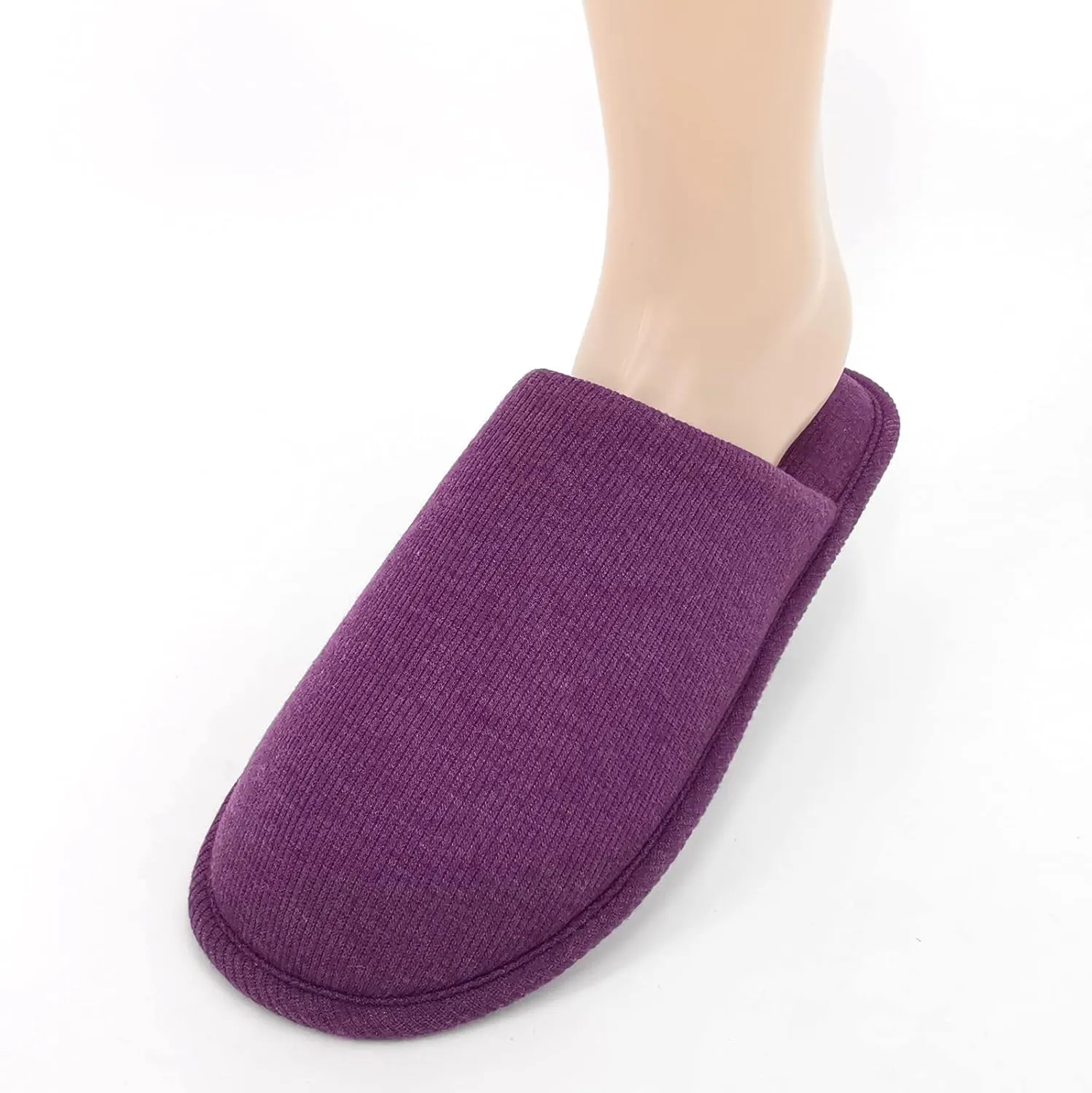 ofoot Womens Indoor Memory Foam Cotton Scuff Slippers Slip On Summer House Shoes Flats Breathable Lightweight Washable Non Skid Rubber Soles