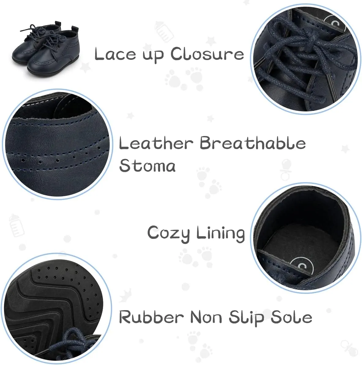 ohsofy Infant Baby Boy Oxford Shoes PU Leather Loafers Rubber and Soft Sole Wedding Dress Shoes Toddler Girl Baby Walking Shoes