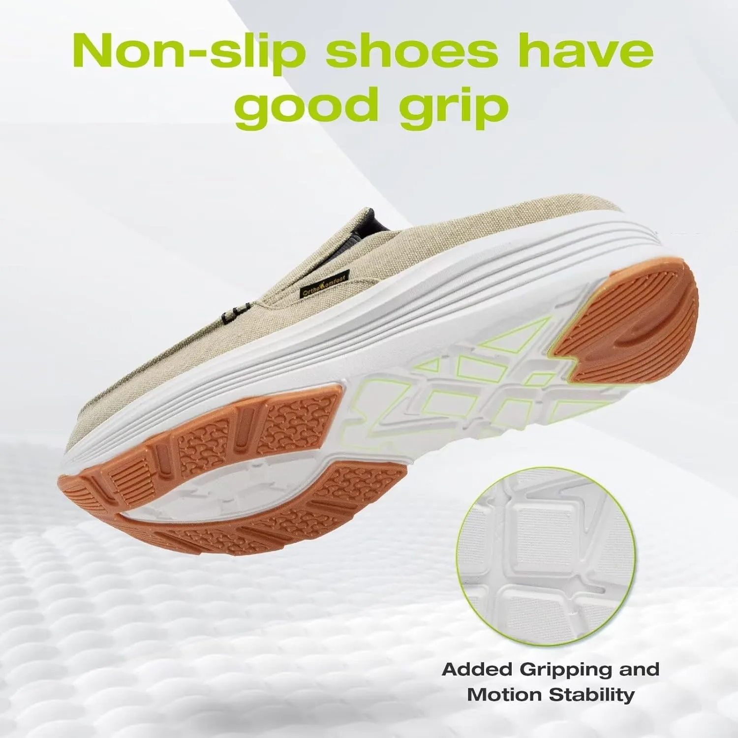 OrthoComfoot Men's Orthopedic Slip-On Loafers Walking Shoes: Casual Comfortable Arch Support Slippers for Plantar Fasciitis, Soft Canvas Orthotic Shoes for Foot and Heel Pain Relief