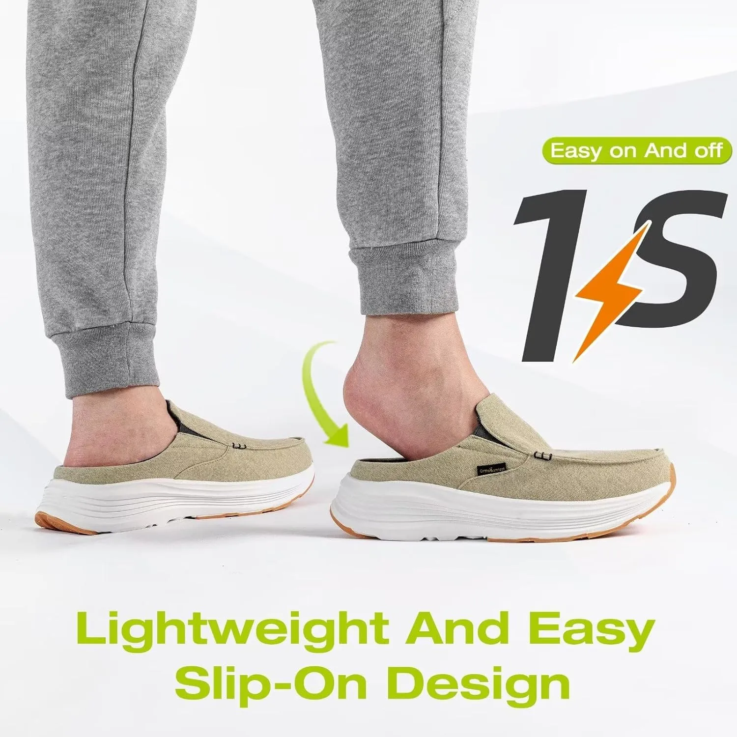 OrthoComfoot Men's Orthopedic Slip-On Loafers Walking Shoes: Casual Comfortable Arch Support Slippers for Plantar Fasciitis, Soft Canvas Orthotic Shoes for Foot and Heel Pain Relief