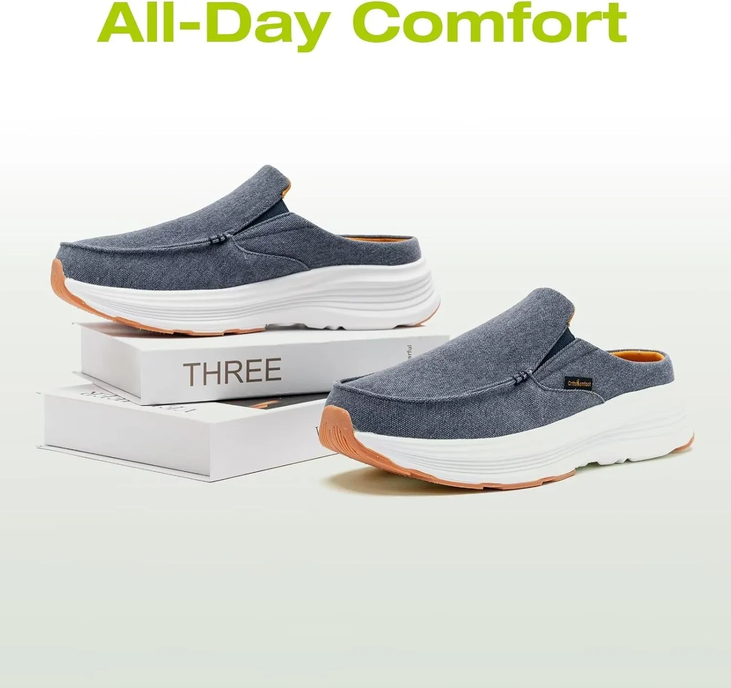 OrthoComfoot Men's Orthopedic Slip-On Loafers Walking Shoes: Casual Comfortable Arch Support Slippers for Plantar Fasciitis, Soft Canvas Orthotic Shoes for Foot and Heel Pain Relief