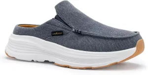 OrthoComfoot Men's Orthopedic Slip-On Loafers Walking Shoes: Casual Comfortable Arch Support Slippers for Plantar Fasciitis, Soft Canvas Orthotic Shoes for Foot and Heel Pain Relief