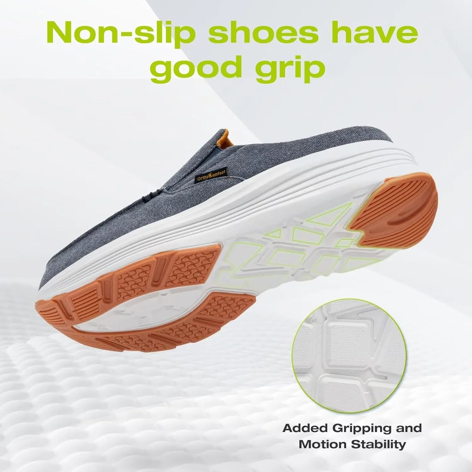 OrthoComfoot Men's Orthopedic Slip-On Loafers Walking Shoes: Casual Comfortable Arch Support Slippers for Plantar Fasciitis, Soft Canvas Orthotic Shoes for Foot and Heel Pain Relief