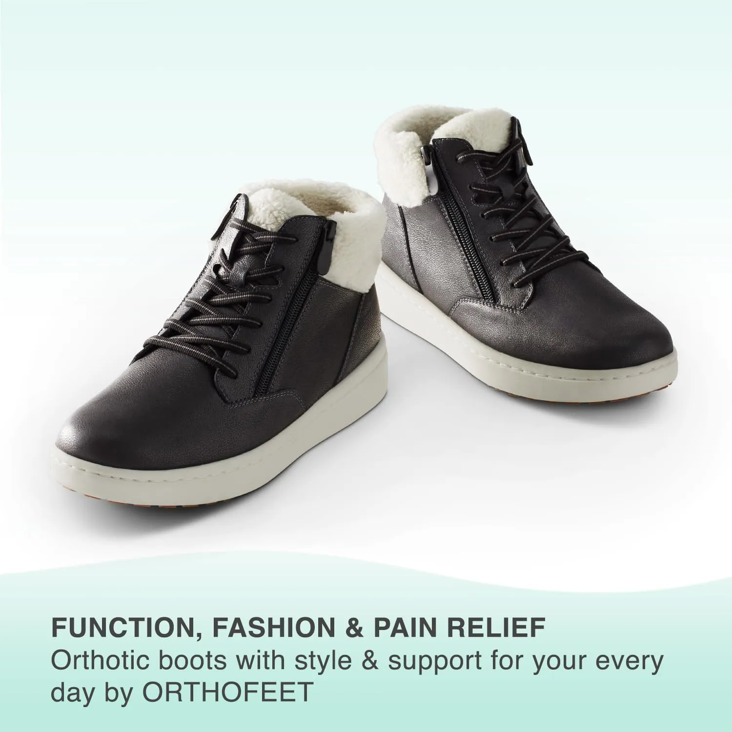 Orthofeet Women's Orthopedic Faux Fur Elin Boots for Foot Pain Relief