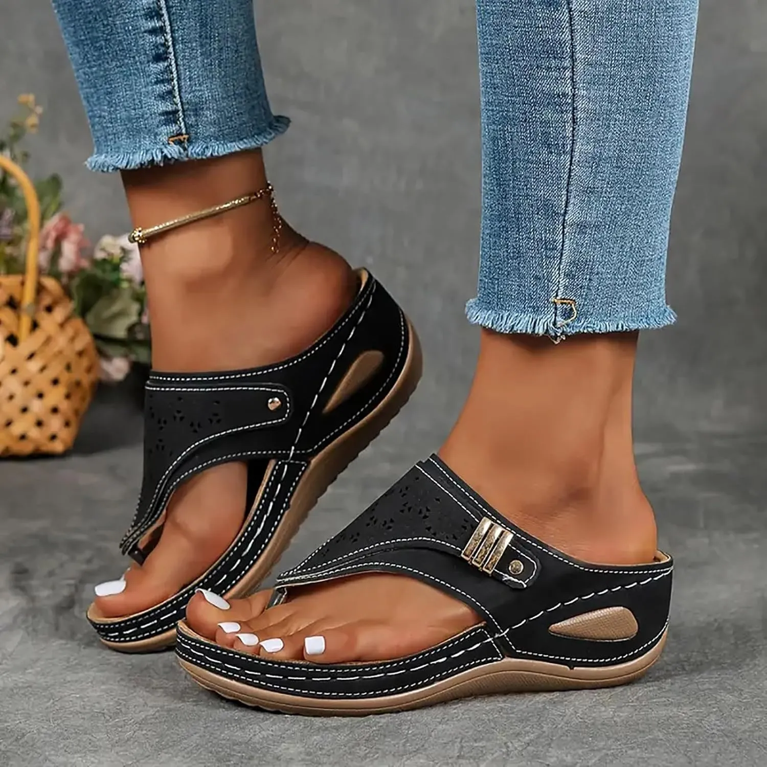 Orthopedic Wedge Sandals for Women, Women's Comfy Orthotic Sandals, Summer Dressy 2025 Open Toe Platform Beach Slides