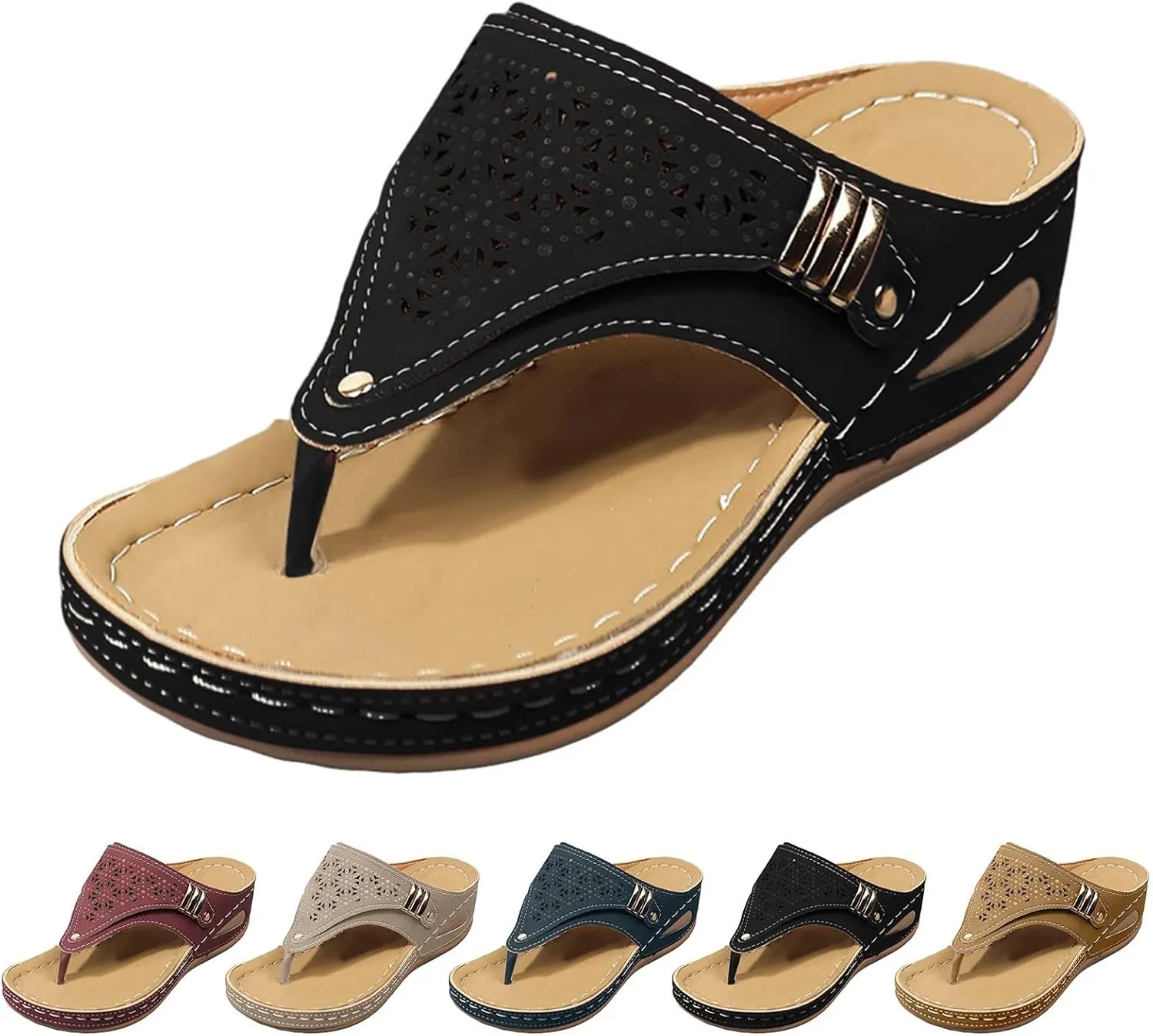 Orthopedic Wedge Sandals for Women, Women's Comfy Orthotic Sandals, Summer Dressy 2025 Open Toe Platform Beach Slides