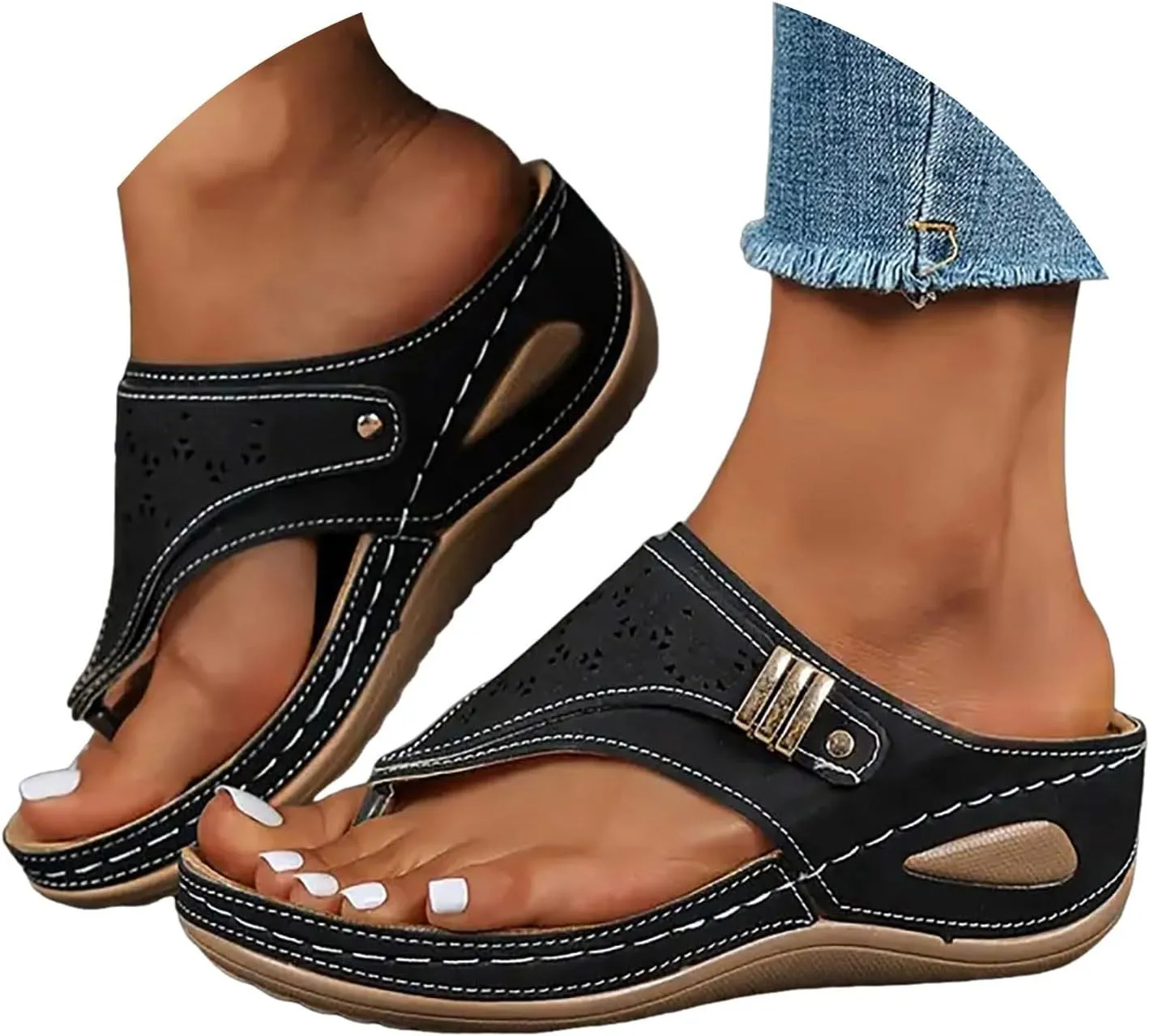 Orthopedic Wedge Sandals for Women, Women's Comfy Orthotic Sandals, Summer Dressy 2025 Open Toe Platform Beach Slides
