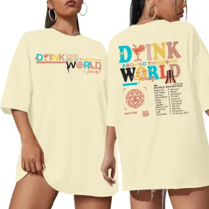 Oversized Around The World Shirt Women 1982 Trip Shirts Funny Traveler Vacation Short Sleeve Tops