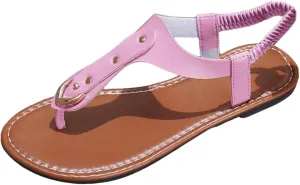 OYOANGLE Women's Toe Post Thong Sandals Open Toe Ankle Strap Dressy Flat Sandals