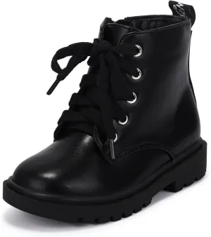 PANDANINJIA Christina Boys Girls Short Ankle Boots Fashion Dress Booties Waterproof Combat Shoes with Zipper for Toddler Little Kid