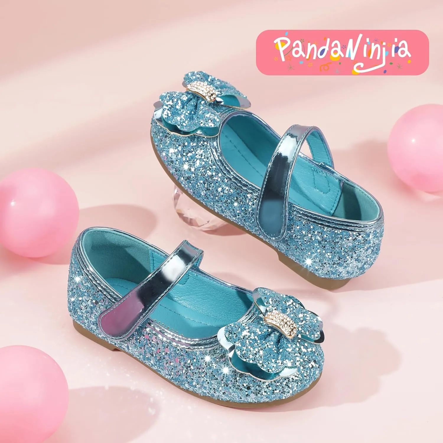PANDANINJIA Flower Girl Shoes Toddler Little Kid Ballet Flats Pearls Wedding Party Mary Jane Girls Dress Shoes