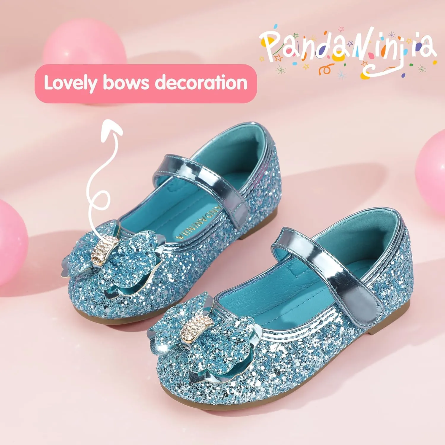 PANDANINJIA Flower Girl Shoes Toddler Little Kid Ballet Flats Pearls Wedding Party Mary Jane Girls Dress Shoes