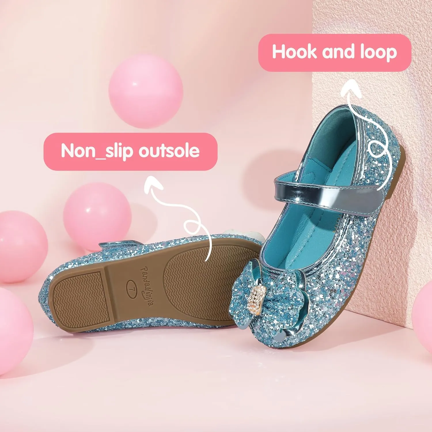 PANDANINJIA Flower Girl Shoes Toddler Little Kid Ballet Flats Pearls Wedding Party Mary Jane Girls Dress Shoes
