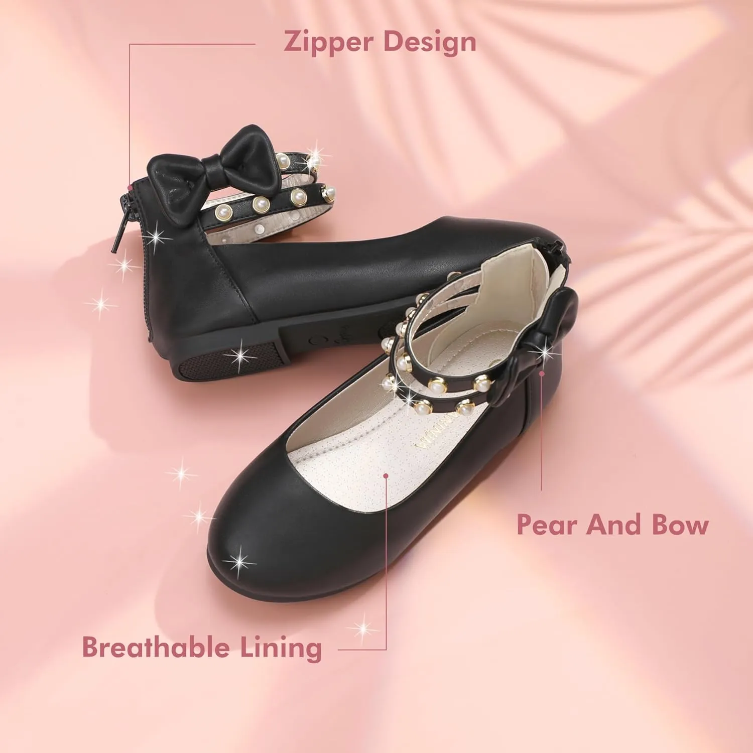 PANDANINJIA Jessica Toddler Girls Dress Shoes Ankle Strap Ballet Flats Flower Girl Shoes for Wedding Party School