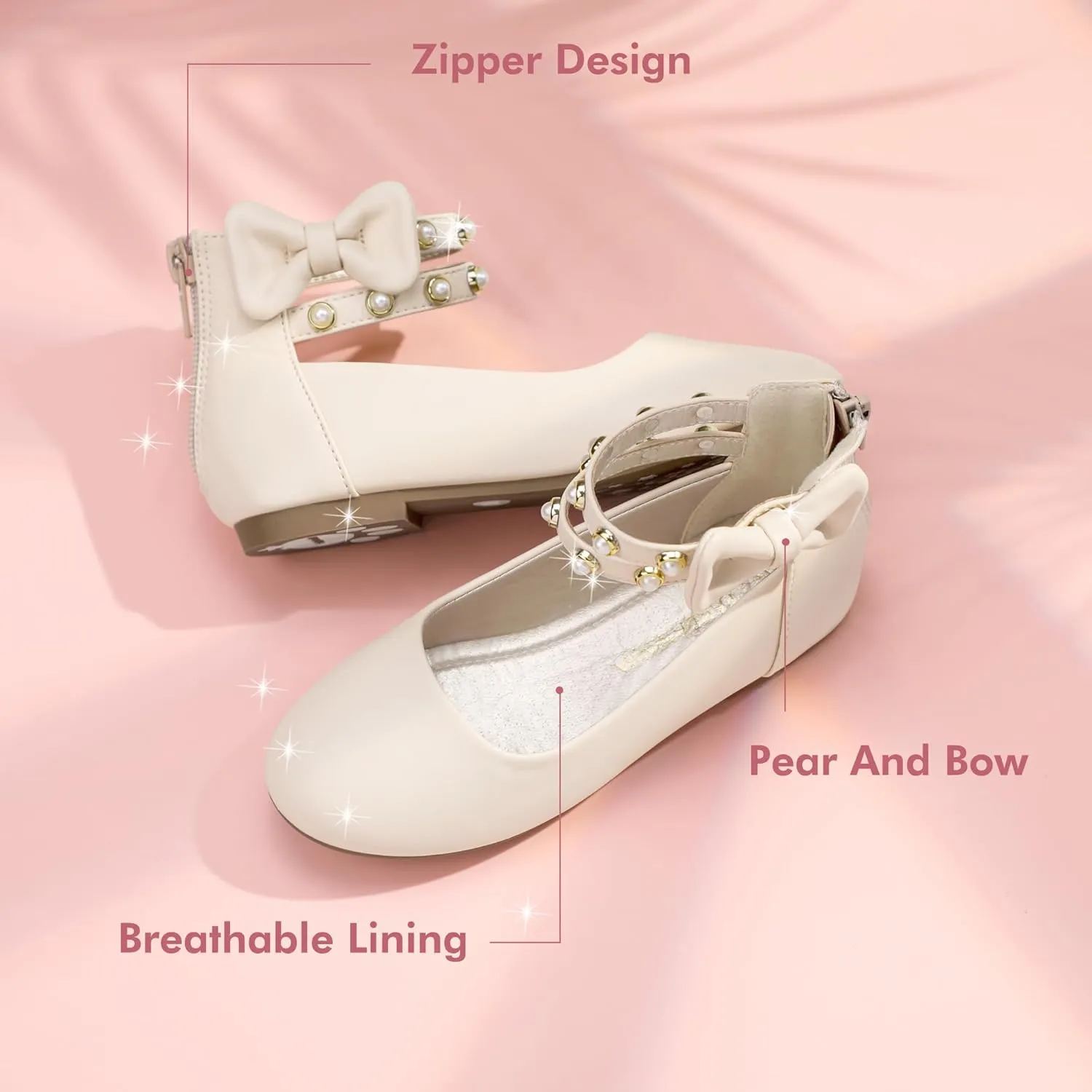 PANDANINJIA Jessica Toddler Girls Dress Shoes Ankle Strap Ballet Flats Flower Girl Shoes for Wedding Party School