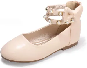 PANDANINJIA Jessica Toddler Girls Dress Shoes Ankle Strap Ballet Flats Flower Girl Shoes for Wedding Party School