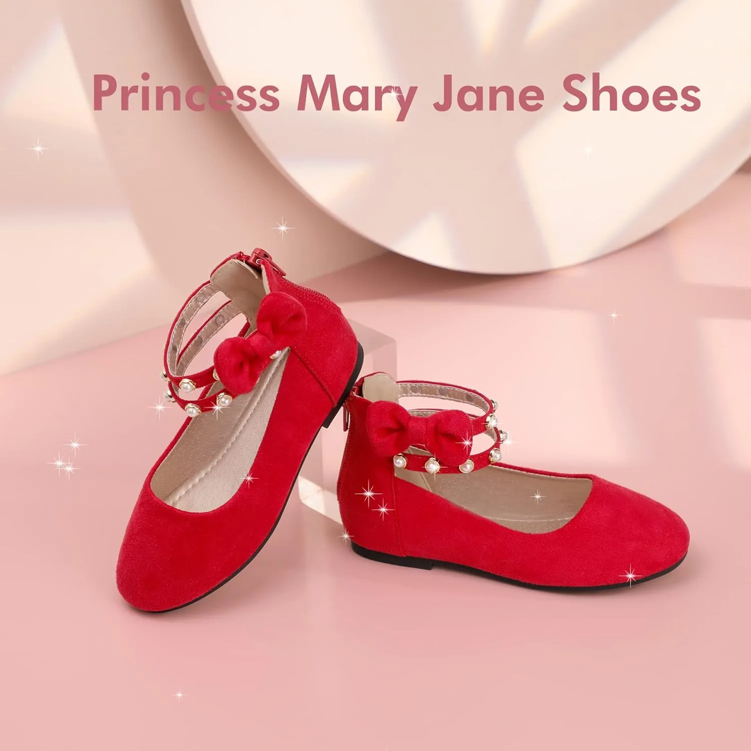 PANDANINJIA Jessica Toddler Girls Dress Shoes Ankle Strap Ballet Flats Flower Girl Shoes for Wedding Party School