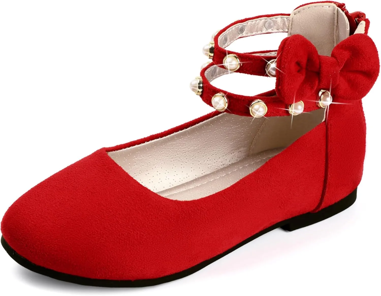 PANDANINJIA Jessica Toddler Girls Dress Shoes Ankle Strap Ballet Flats Flower Girl Shoes for Wedding Party School