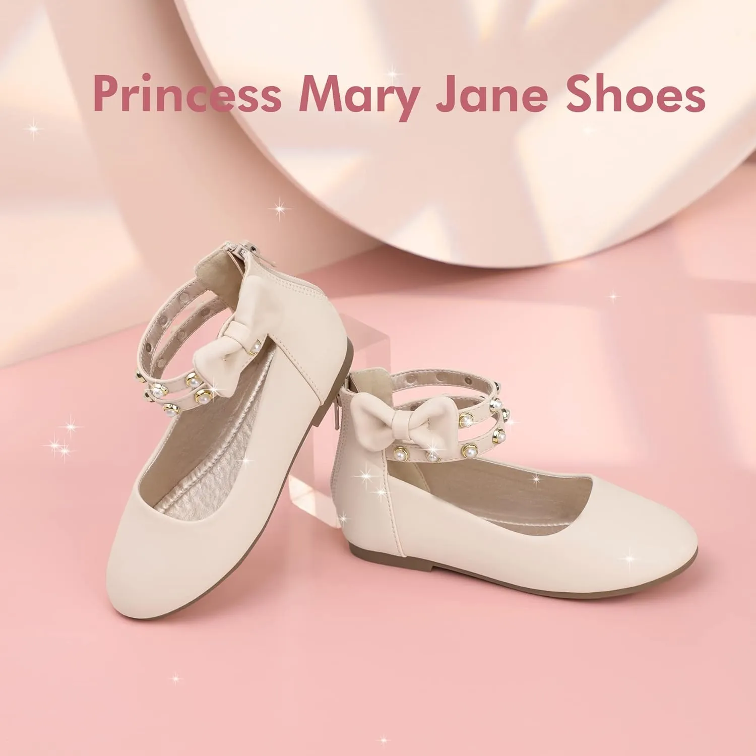 PANDANINJIA Jessica Toddler Girls Dress Shoes Ankle Strap Ballet Flats Flower Girl Shoes for Wedding Party School