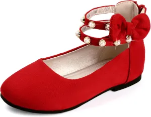 PANDANINJIA Jessica Toddler Girls Dress Shoes Ankle Strap Ballet Flats Flower Girl Shoes for Wedding Party School
