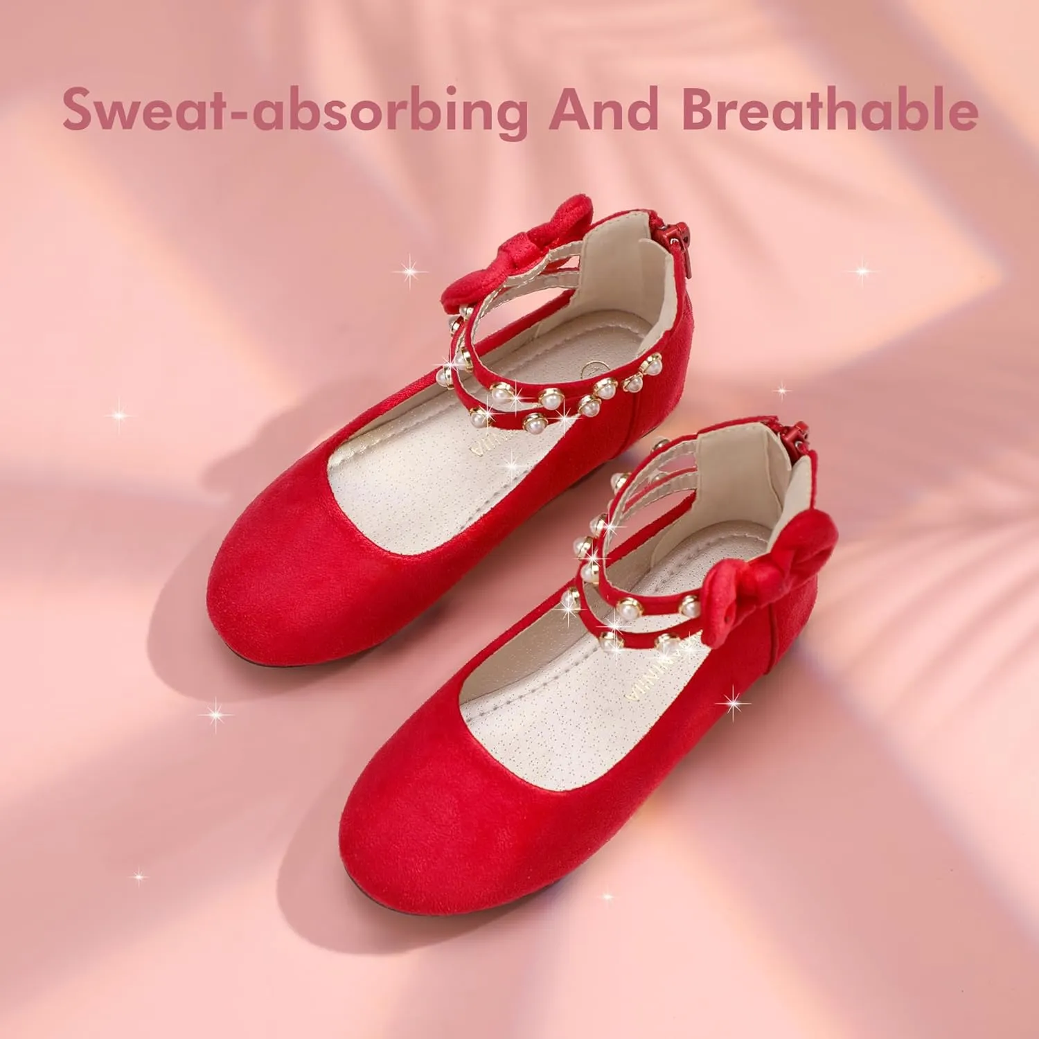 PANDANINJIA Jessica Toddler Girls Dress Shoes Ankle Strap Ballet Flats Flower Girl Shoes for Wedding Party School