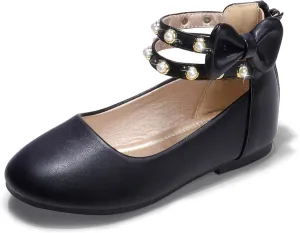 PANDANINJIA Jessica Toddler Girls Dress Shoes Ankle Strap Ballet Flats Flower Girl Shoes for Wedding Party School