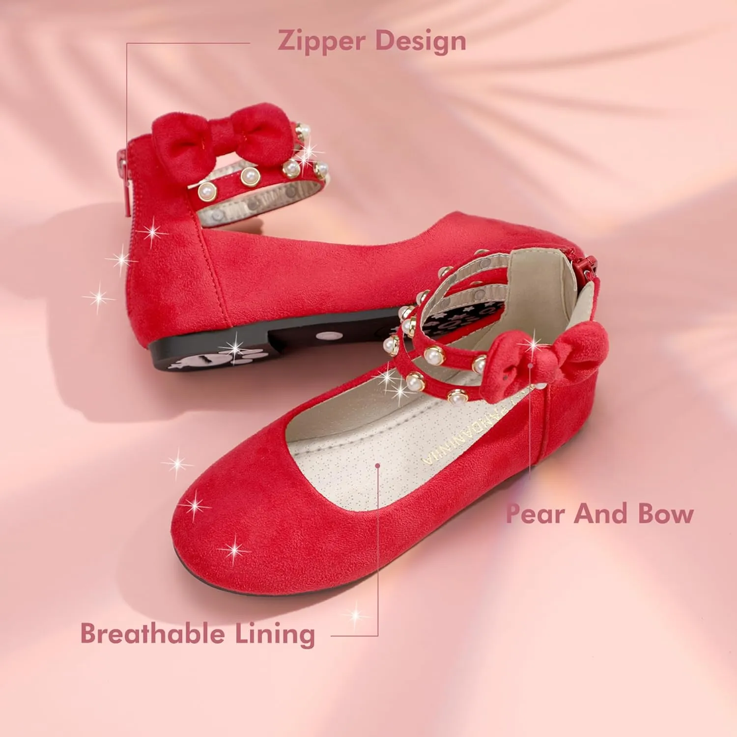 PANDANINJIA Jessica Toddler Girls Dress Shoes Ankle Strap Ballet Flats Flower Girl Shoes for Wedding Party School