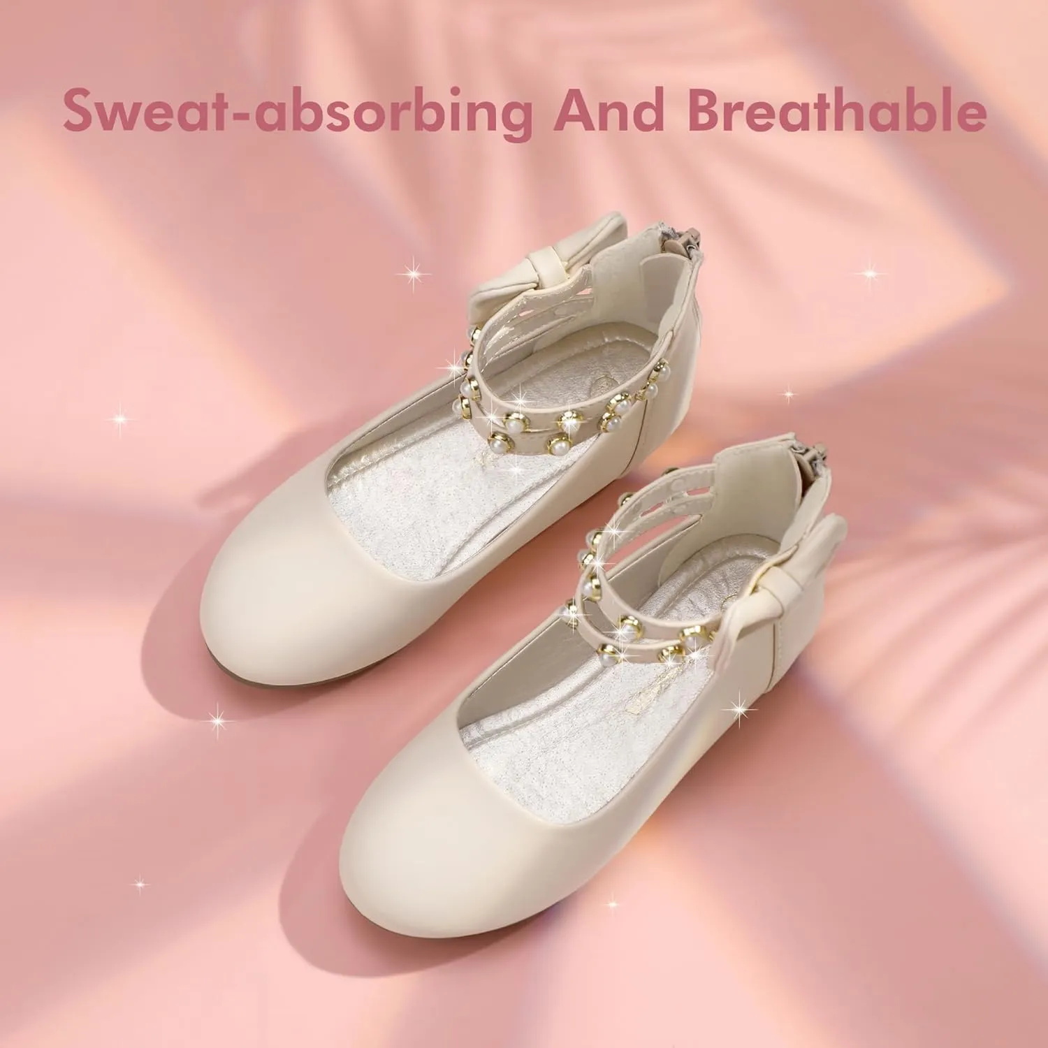 PANDANINJIA Jessica Toddler Girls Dress Shoes Ankle Strap Ballet Flats Flower Girl Shoes for Wedding Party School